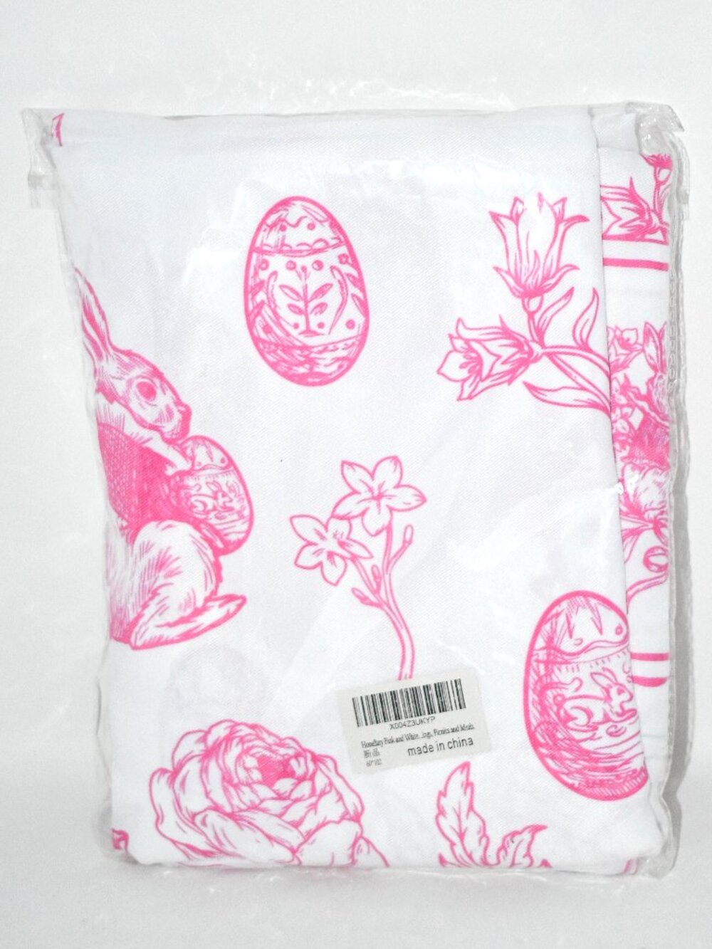 Honellaty Pink/ White Floral Tablecloth, 60x102, Rectangle, Polyester, NWT